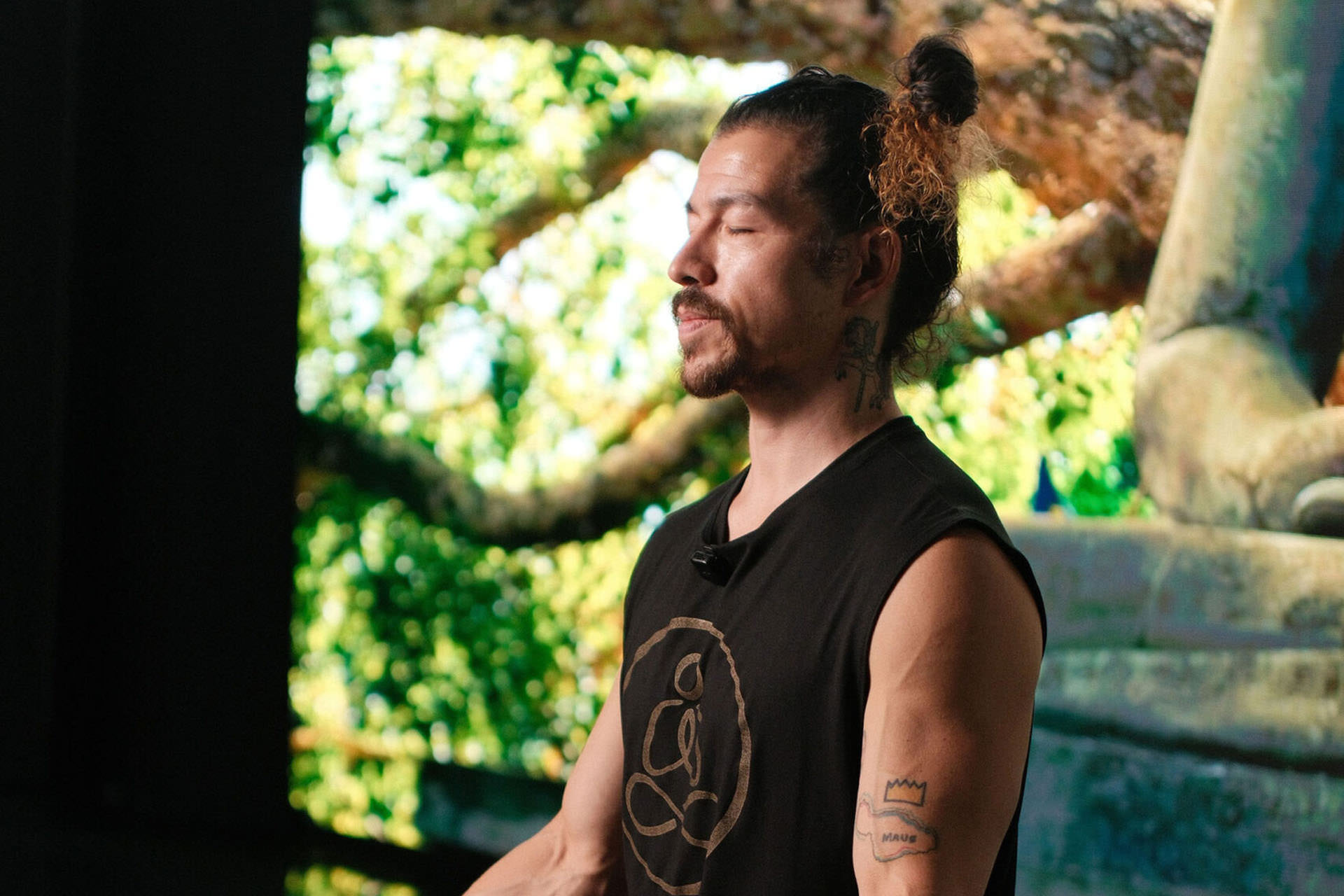 Student focusing on breath during practice at Namaste Yoga Scottsdale