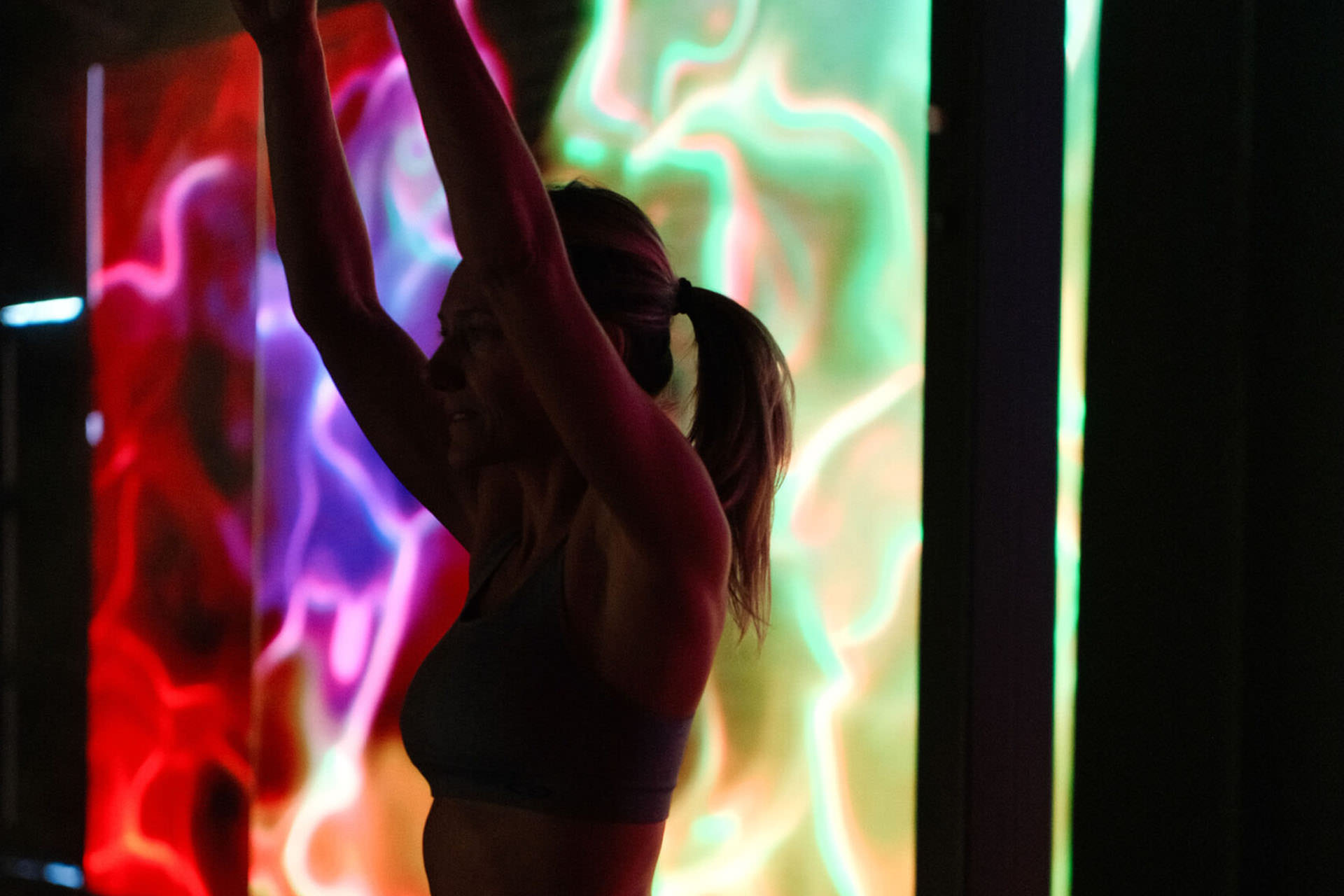 Student in stillness after practice at Namaste Yoga Scottsdale